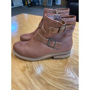 Boc By Born Short Boots Women's 9 M Brown Leather Carson Buckle Round Toe S9